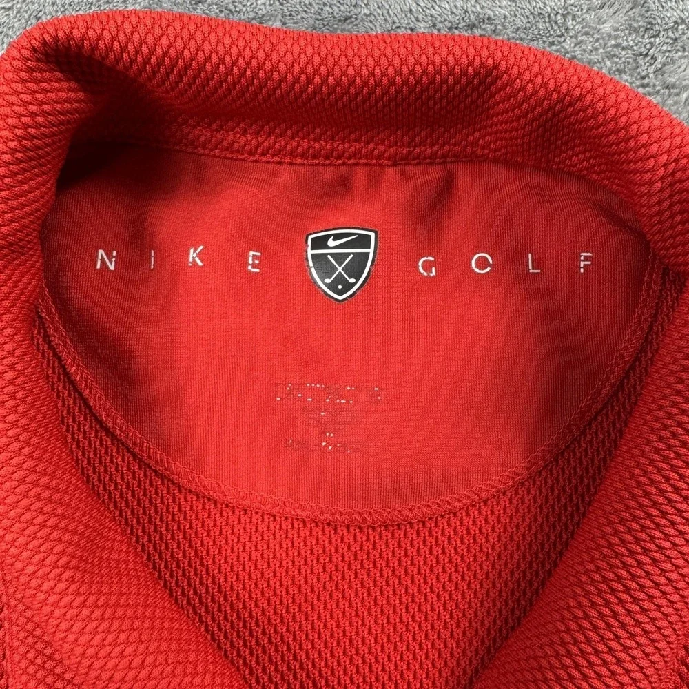 Nike Golf Polo Shirt Mens Extra Large Red Dri-Fit Performance Athletic Swoosh